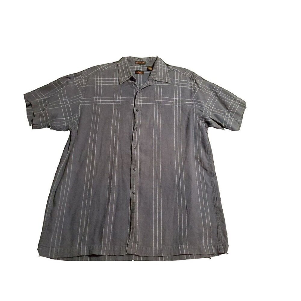 Van Heusen Size L Men's Blue/white Short Sleeve Button Up Shirt